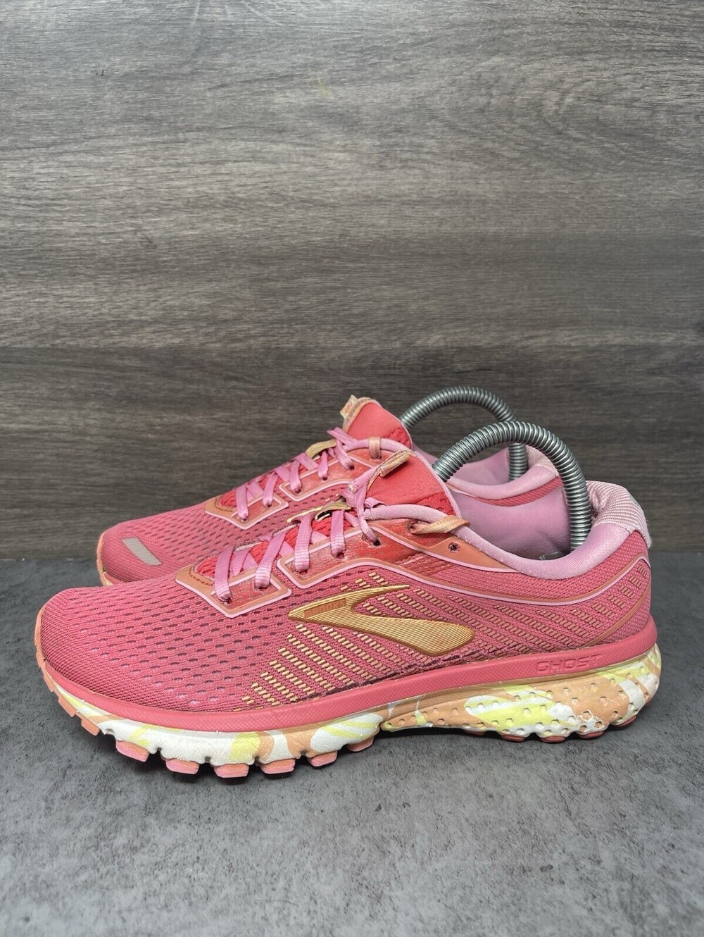 Brooks Ghost 12 Womens Size 7.5 Pink Coral Gold DNA LOFT Running Walking Shoes